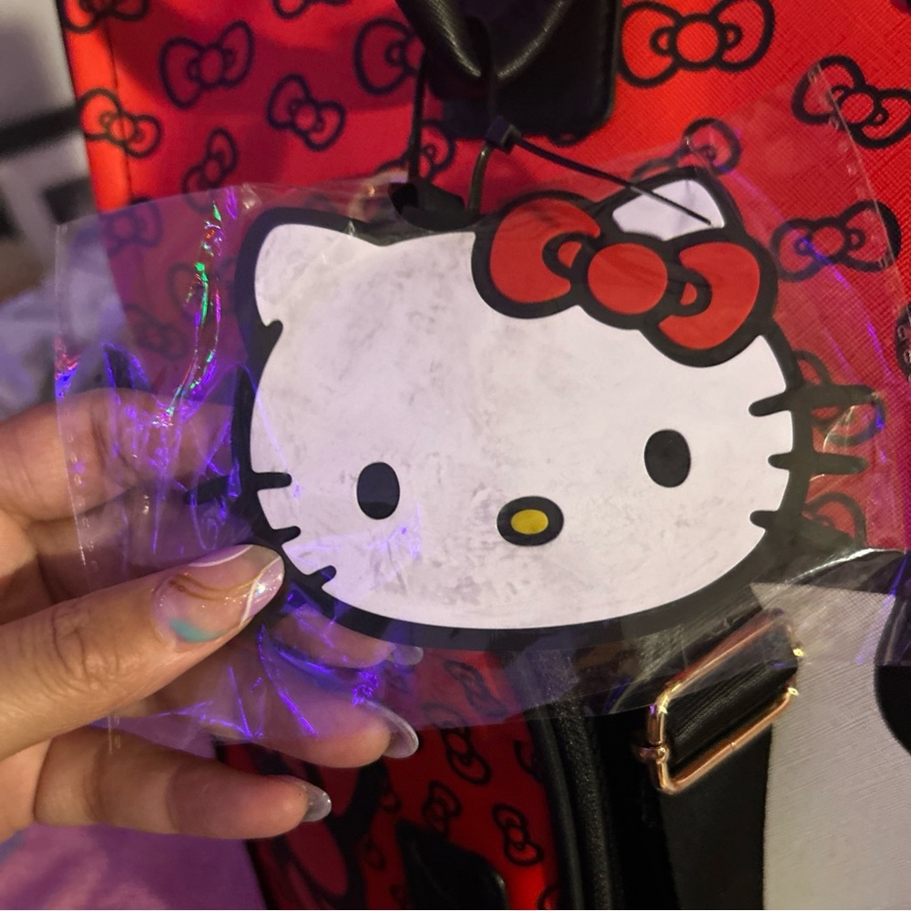 Hello Kitty Red polka dot Travel Tote Bag with matching crossbody & luggage tag. - Picture 4 of 13